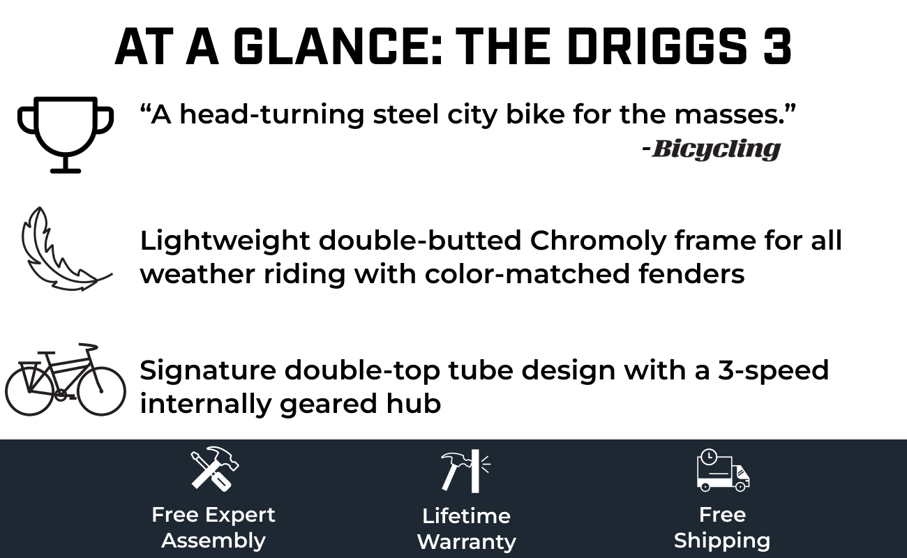 Driggs 3 Stylish 3 Speed Bicycle | Driggs Three Cruiser Bike 